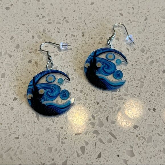 Van Gogh Starry Night Earrings - Picture 5 of 8